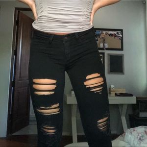 Hollister Black Distressed Skinny Jeans